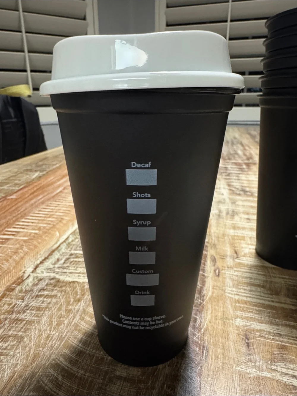 Starbucks Black Cups with White Lids - Stackable Party Drinkware-6 Total